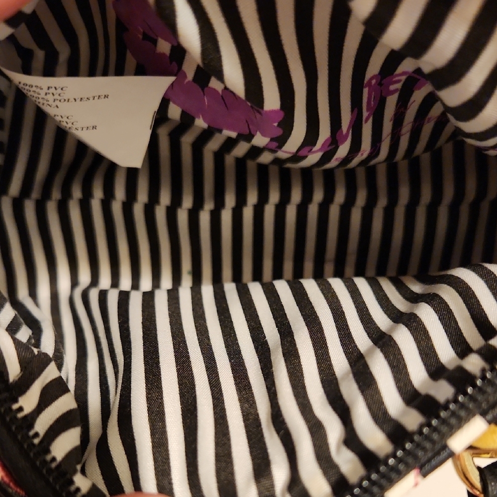 Betsey Johnson Pink and Black Mini Bag 5" x 3.5" x 7" - Picture 5 of 8